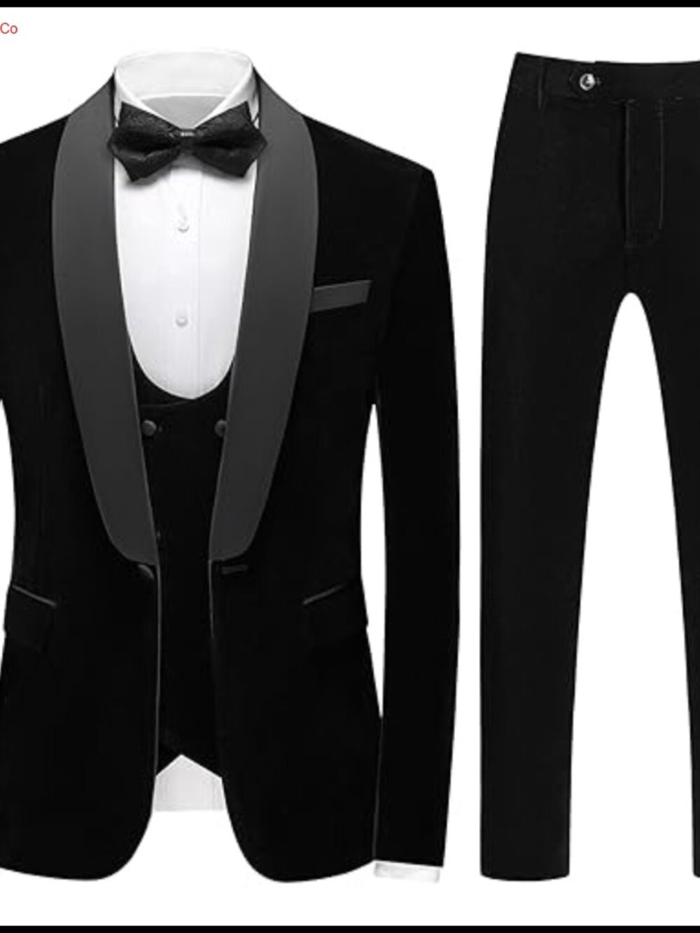 Men's Velvet 3 Piece Slim Fit Tuxedo Suit Set Shawl Collar One Button Wedding